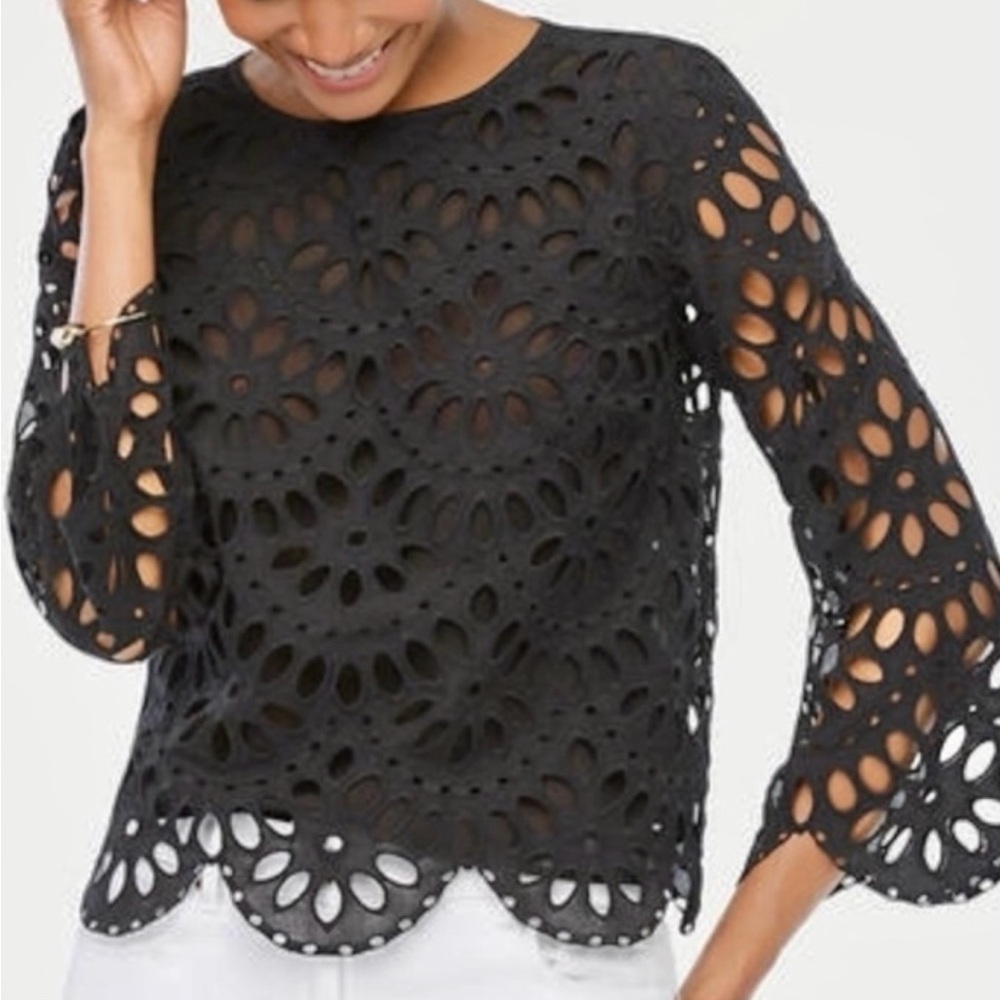 Ann Taylor - Black Eyelet Blouse